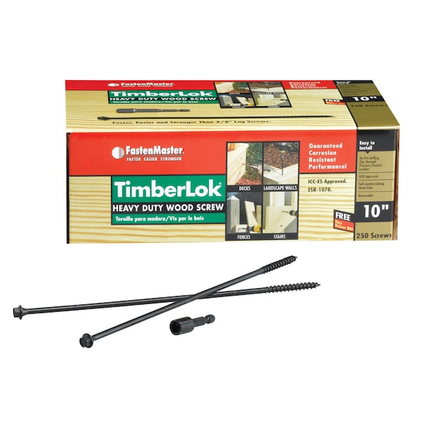 Fastenmaster Wood Screw, #10, 10 in, Hex Drive, 250 PK FMTLOK10-250 - main